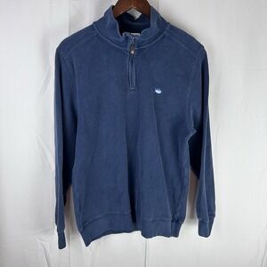 Southern Tide The Skipjack 1/4 Zip Pullover Sweater Cotton Blue Mens Small